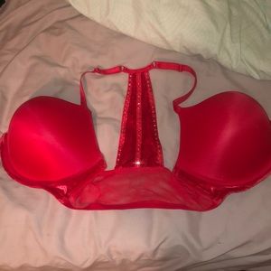 Bright red push up bra